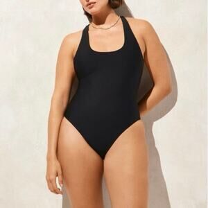 NWT J.Crew Gail One-Piece Racerback Swimsuit In Classic Sculpt Black Size 16